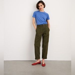 Alex Mill Neil Utility Straight Leg Pant in military olive, size 6